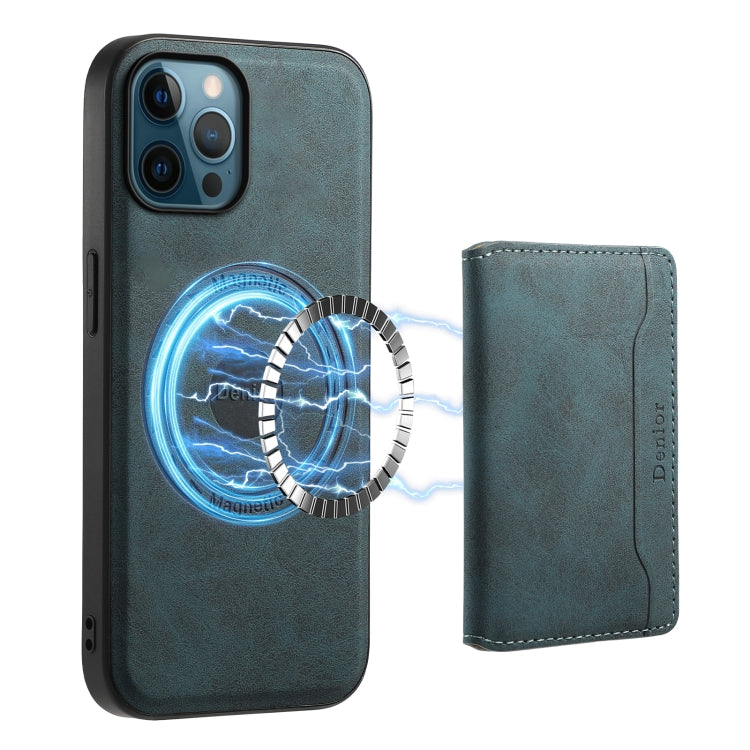 For iPhone 12 Pro Max Denior D13 Retro Texture Leather MagSafe Card Bag Phone Case