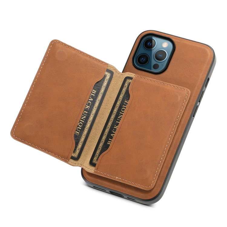 For iPhone 12 Pro Max Denior D13 Retro Texture Leather MagSafe Card Bag Phone Case