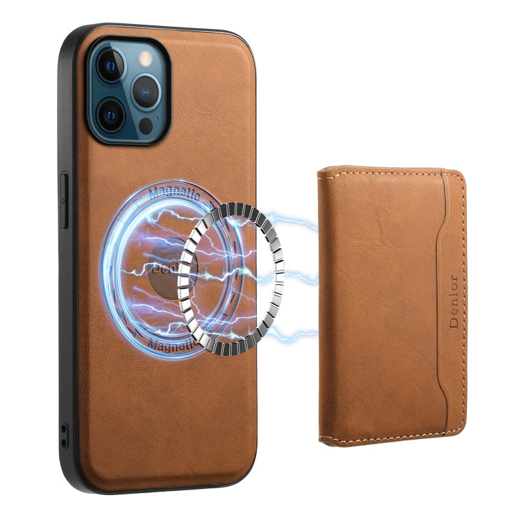 For iPhone 12 Pro Max Denior D13 Retro Texture Leather MagSafe Card Bag Phone Case