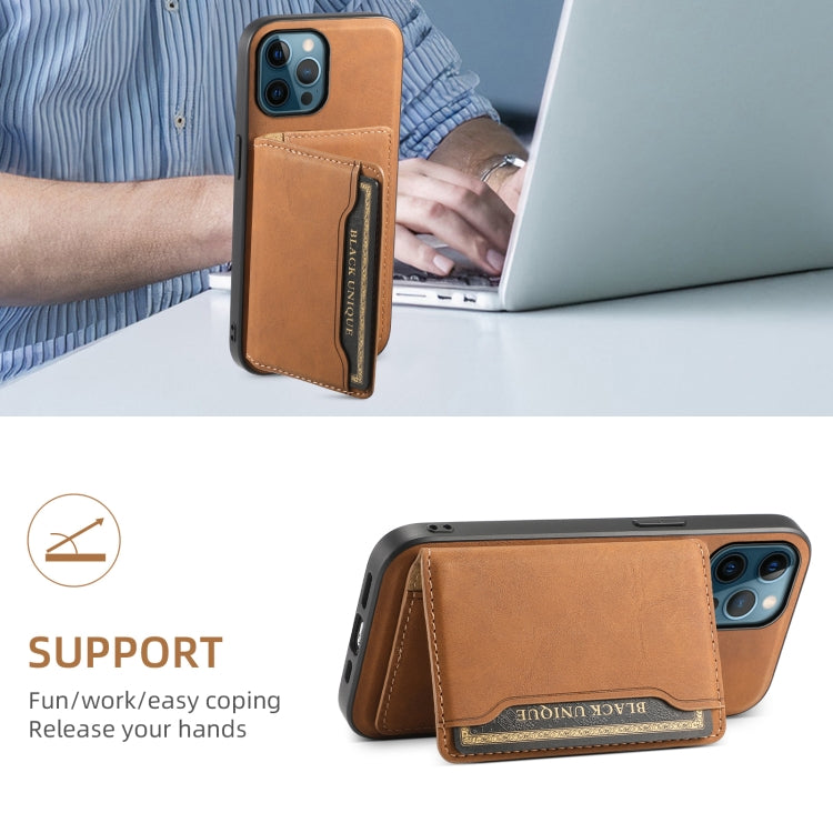 For iPhone 12 Pro Max Denior D13 Retro Texture Leather MagSafe Card Bag Phone Case