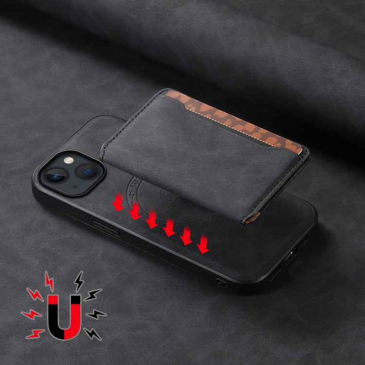 For iPhone 13 / 14 Denior D13 Retro Texture Leather MagSafe Card Bag Phone Case