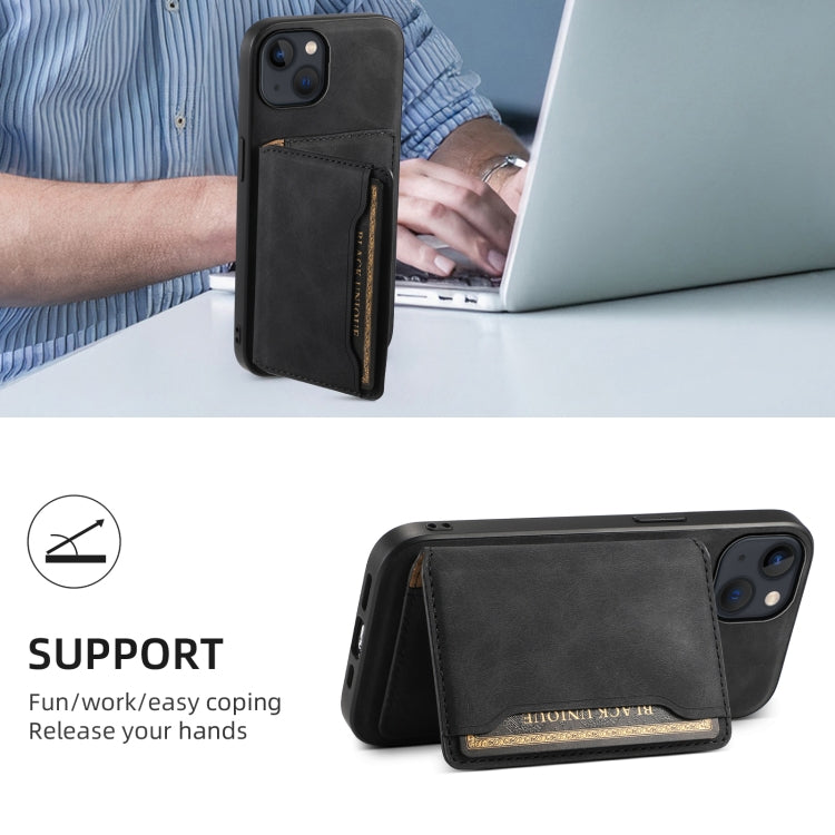 For iPhone 13 / 14 Denior D13 Retro Texture Leather MagSafe Card Bag Phone Case