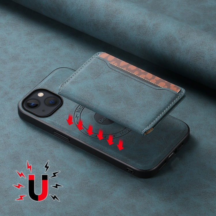 For iPhone 13 / 14 Denior D13 Retro Texture Leather MagSafe Card Bag Phone Case