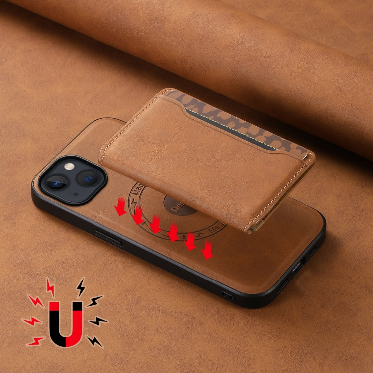 For iPhone 13 / 14 Denior D13 Retro Texture Leather MagSafe Card Bag Phone Case