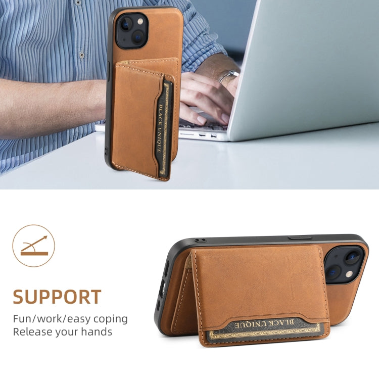 For iPhone 13 / 14 Denior D13 Retro Texture Leather MagSafe Card Bag Phone Case