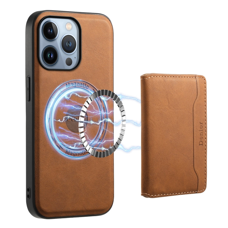 For iPhone 13 Pro Denior D13 Retro Texture Leather MagSafe Card Bag Phone Case