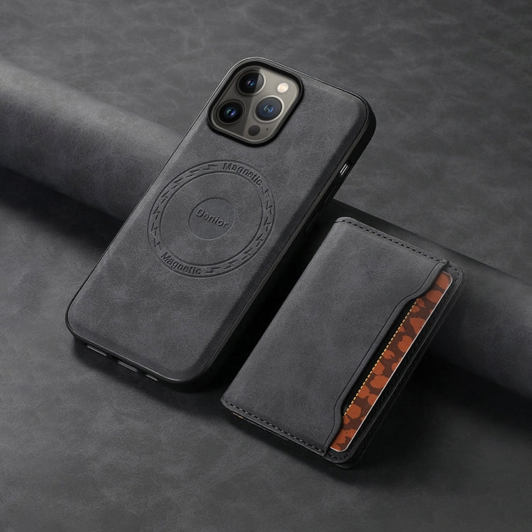 For iPhone 13 Pro Max Denior D13 Retro Texture Leather MagSafe Card Bag Phone Case