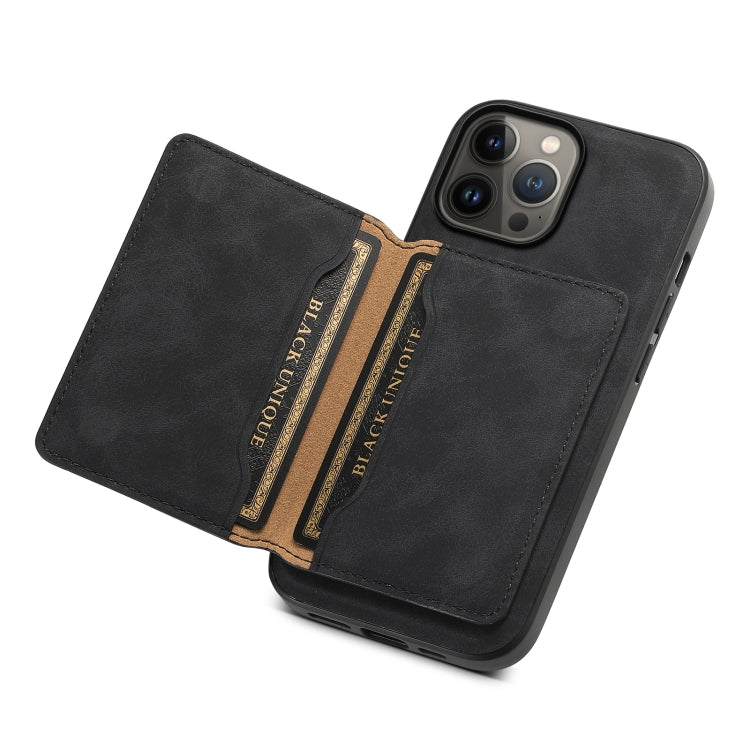 For iPhone 13 Pro Max Denior D13 Retro Texture Leather MagSafe Card Bag Phone Case