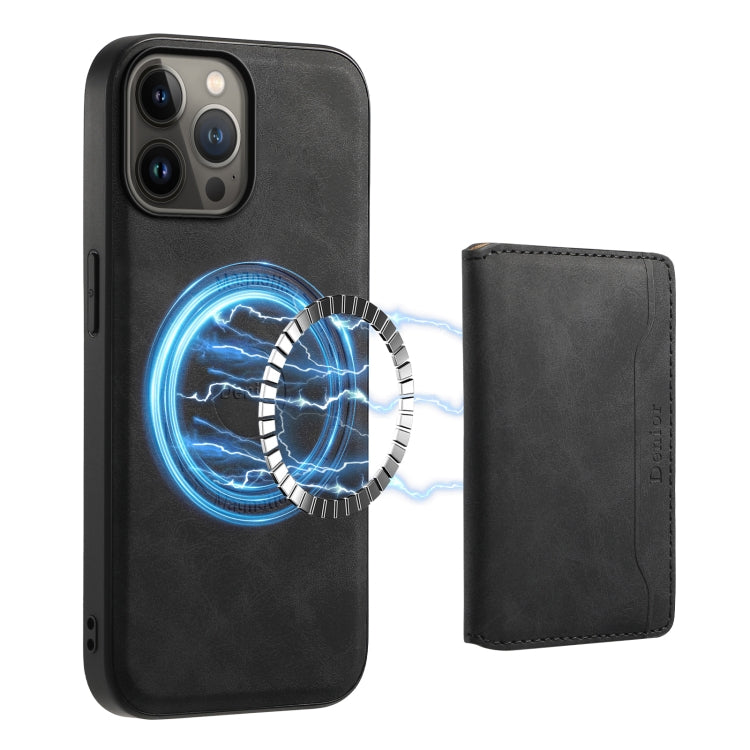 For iPhone 13 Pro Max Denior D13 Retro Texture Leather MagSafe Card Bag Phone Case