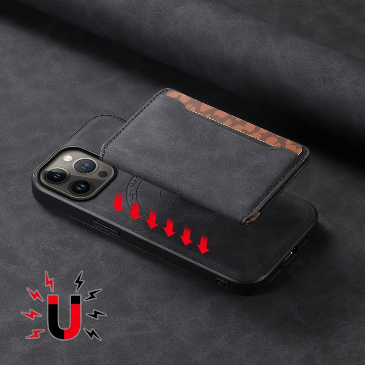 For iPhone 13 Pro Max Denior D13 Retro Texture Leather MagSafe Card Bag Phone Case