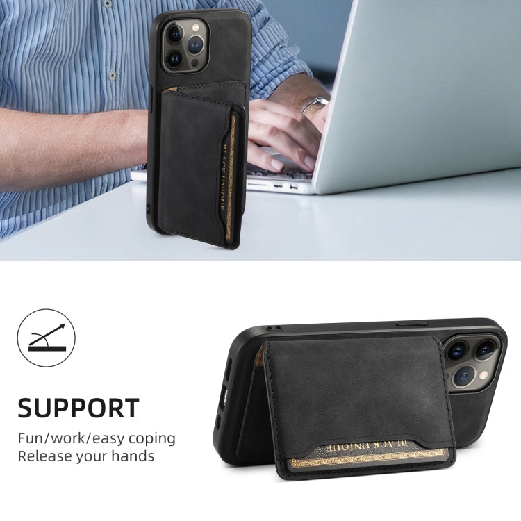 For iPhone 13 Pro Max Denior D13 Retro Texture Leather MagSafe Card Bag Phone Case