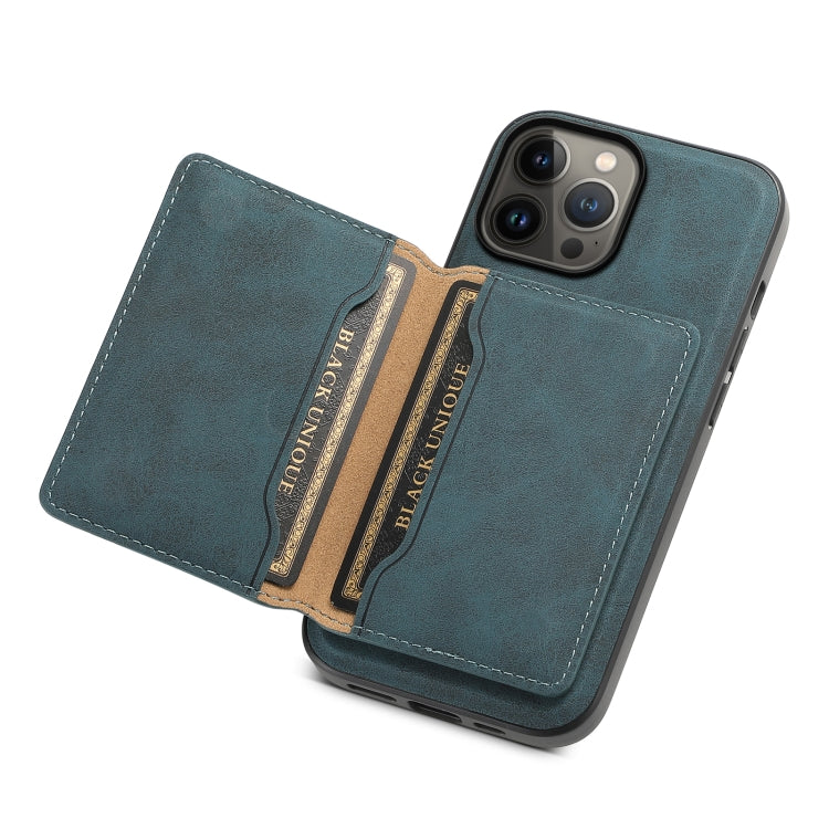 For iPhone 13 Pro Max Denior D13 Retro Texture Leather MagSafe Card Bag Phone Case