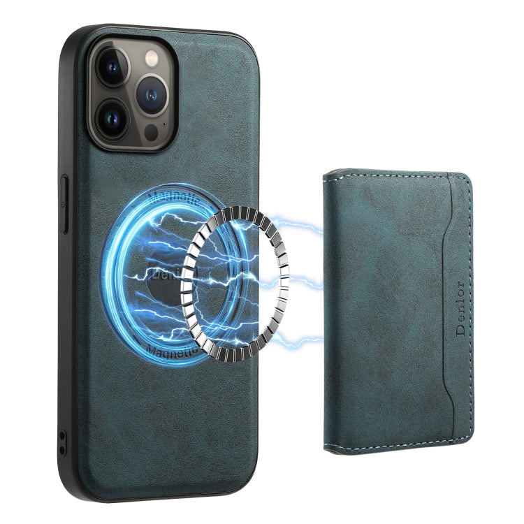 For iPhone 13 Pro Max Denior D13 Retro Texture Leather MagSafe Card Bag Phone Case