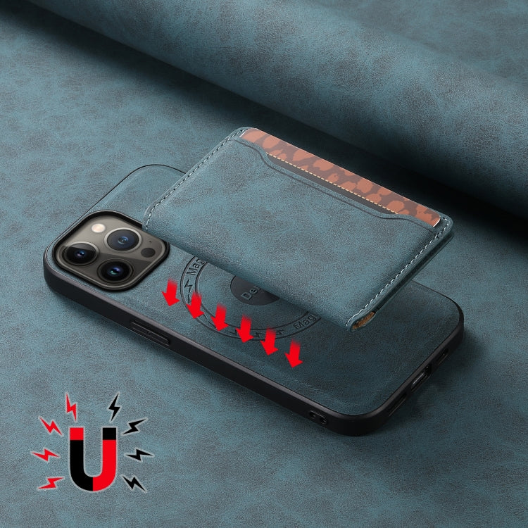 For iPhone 13 Pro Max Denior D13 Retro Texture Leather MagSafe Card Bag Phone Case