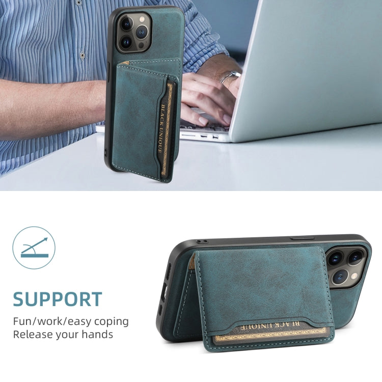 For iPhone 13 Pro Max Denior D13 Retro Texture Leather MagSafe Card Bag Phone Case