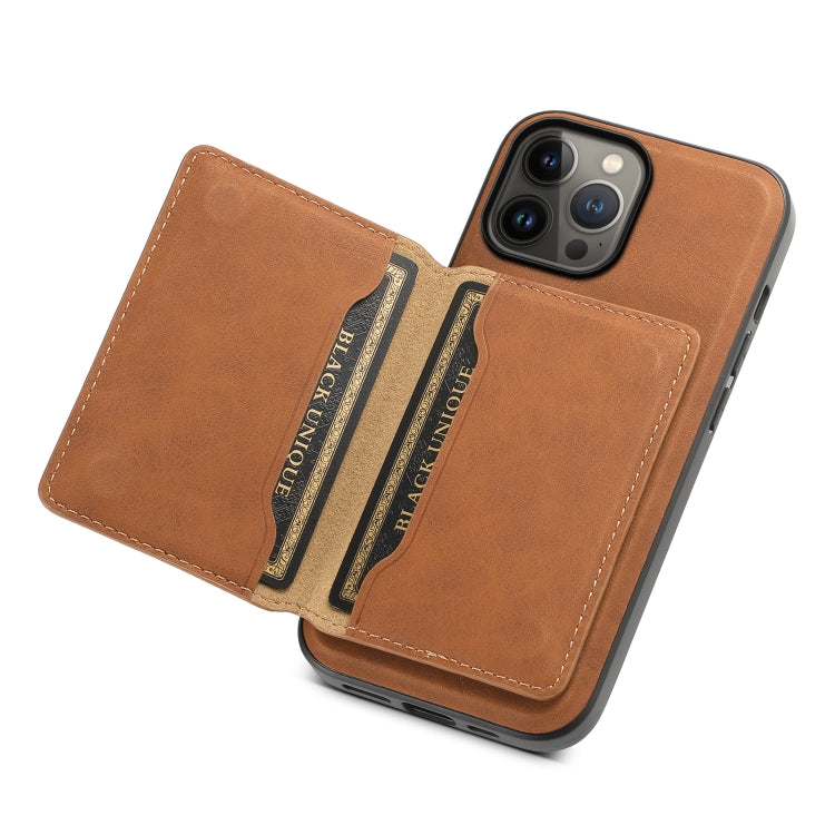 For iPhone 13 Pro Max Denior D13 Retro Texture Leather MagSafe Card Bag Phone Case