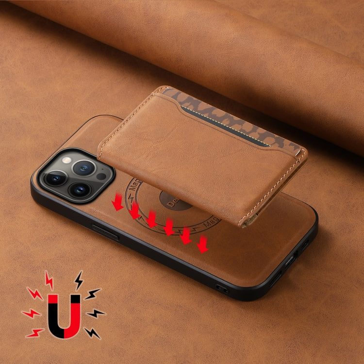 For iPhone 13 Pro Max Denior D13 Retro Texture Leather MagSafe Card Bag Phone Case