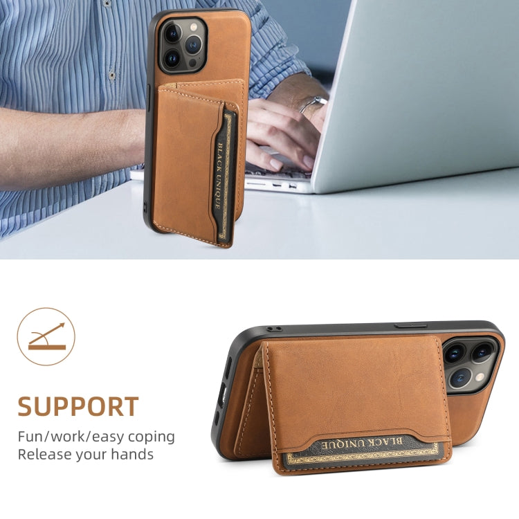 For iPhone 13 Pro Max Denior D13 Retro Texture Leather MagSafe Card Bag Phone Case