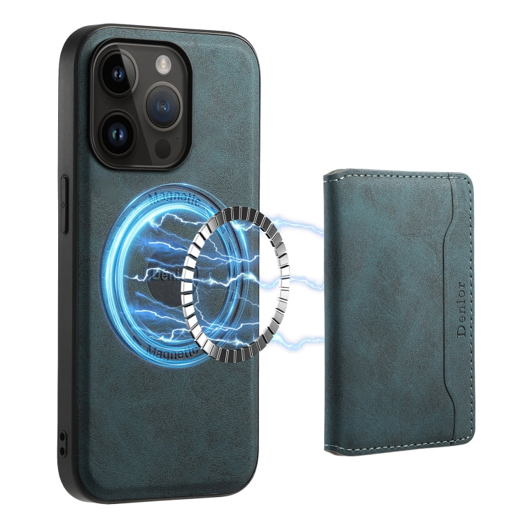 For iPhone 14 Pro Denior D13 Retro Texture Leather MagSafe Card Bag Phone Case