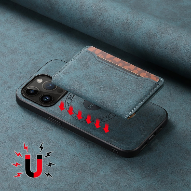 For iPhone 14 Pro Denior D13 Retro Texture Leather MagSafe Card Bag Phone Case
