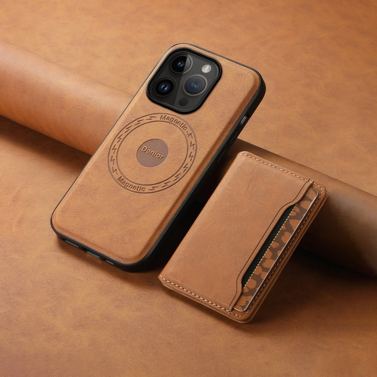 For iPhone 14 Pro Denior D13 Retro Texture Leather MagSafe Card Bag Phone Case