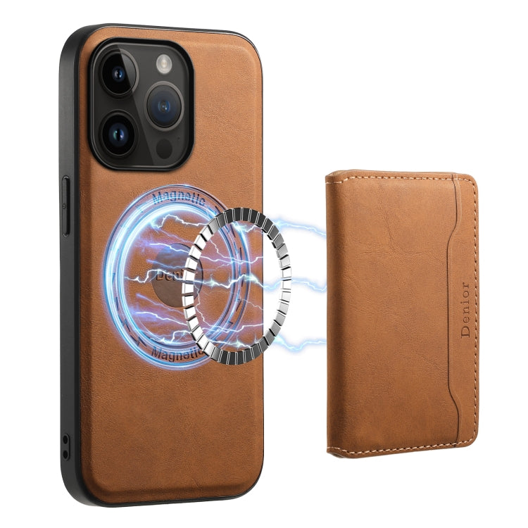 For iPhone 14 Pro Denior D13 Retro Texture Leather MagSafe Card Bag Phone Case