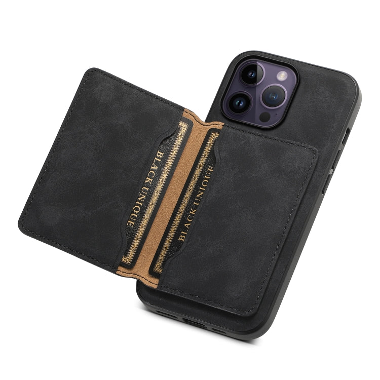 For iPhone 14 Pro Max Denior D13 Retro Texture Leather MagSafe Card Bag Phone Case