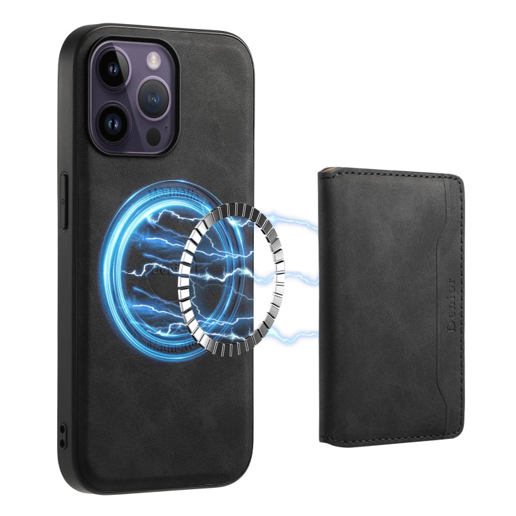 For iPhone 14 Pro Max Denior D13 Retro Texture Leather MagSafe Card Bag Phone Case