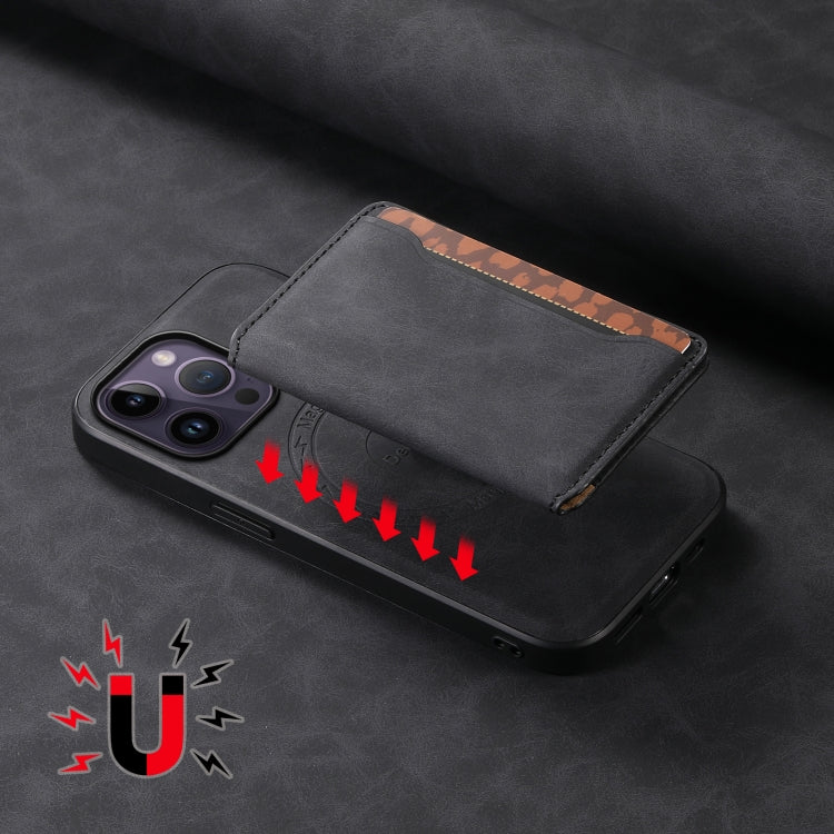 For iPhone 14 Pro Max Denior D13 Retro Texture Leather MagSafe Card Bag Phone Case
