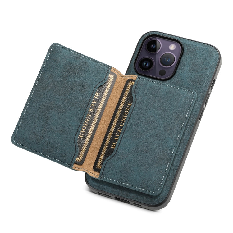 For iPhone 14 Pro Max Denior D13 Retro Texture Leather MagSafe Card Bag Phone Case