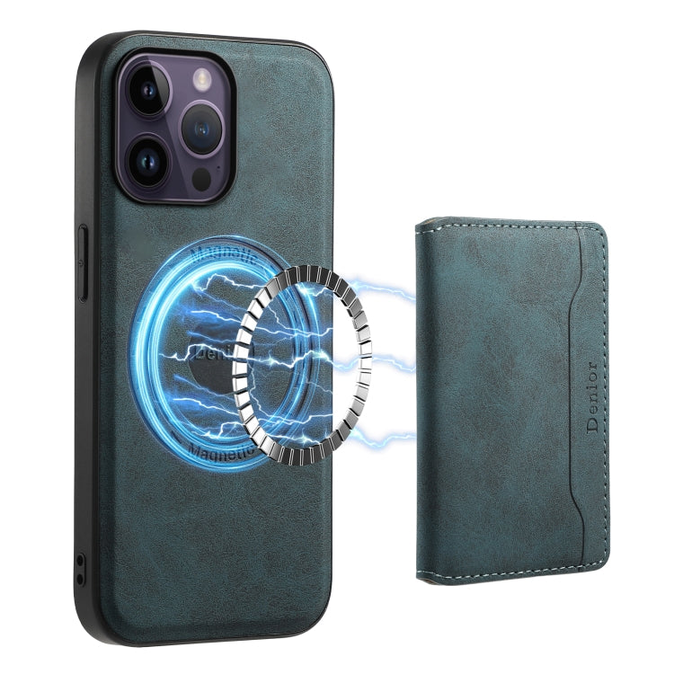 For iPhone 14 Pro Max Denior D13 Retro Texture Leather MagSafe Card Bag Phone Case