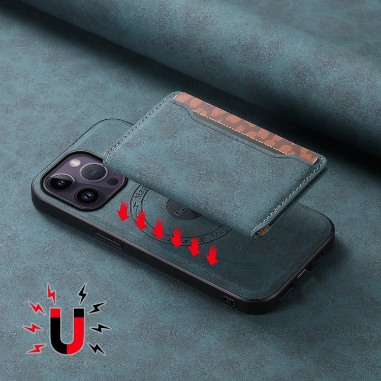 For iPhone 14 Pro Max Denior D13 Retro Texture Leather MagSafe Card Bag Phone Case