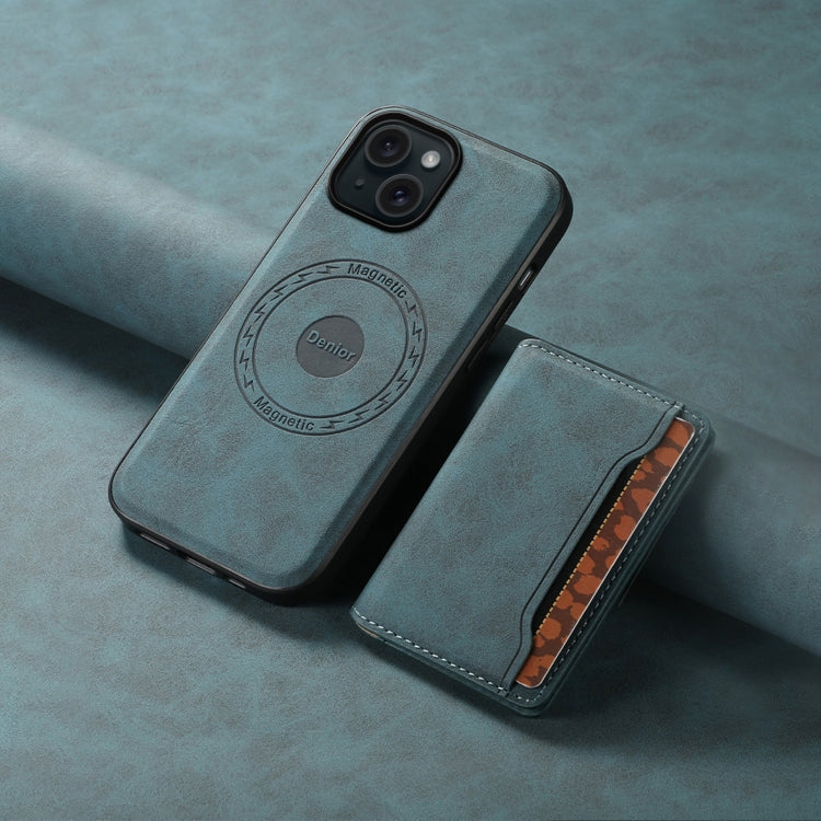 For iPhone 15 Denior D13 Retro Texture Leather MagSafe Card Bag Phone Case