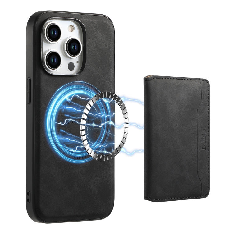 For iPhone 15 Pro Denior D13 Retro Texture Leather MagSafe Card Bag Phone Case