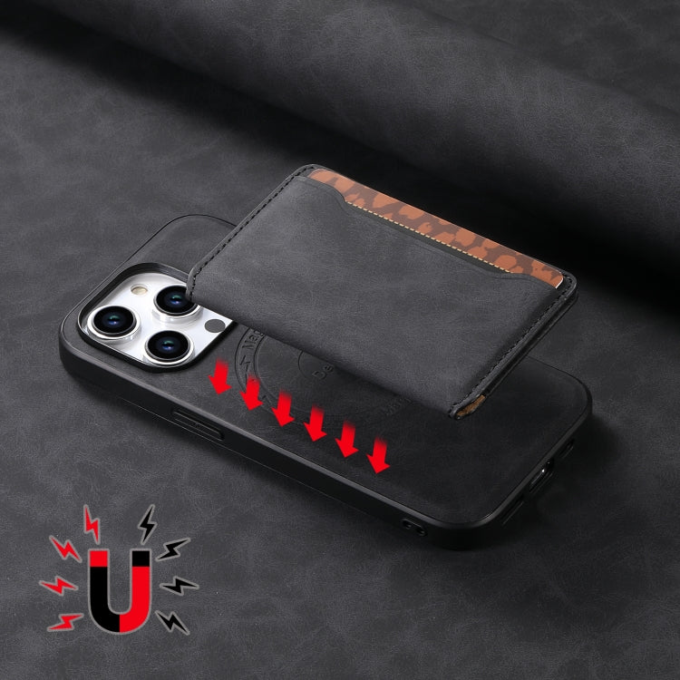 For iPhone 15 Pro Denior D13 Retro Texture Leather MagSafe Card Bag Phone Case