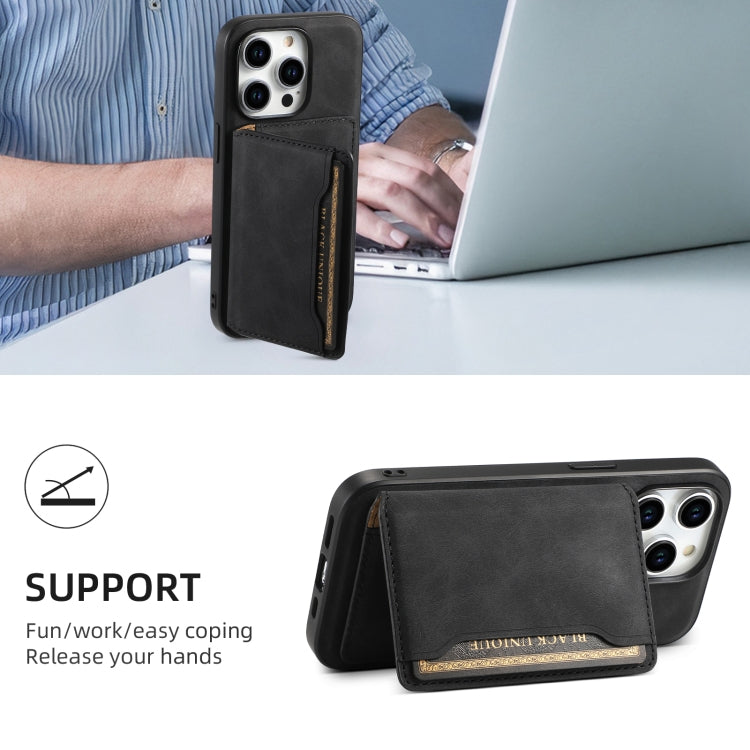 For iPhone 15 Pro Denior D13 Retro Texture Leather MagSafe Card Bag Phone Case