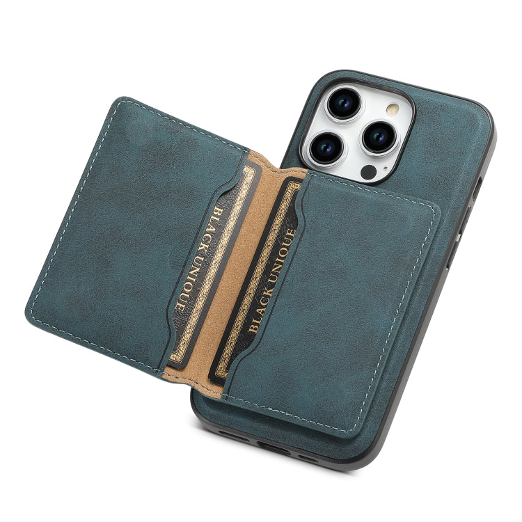 For iPhone 15 Pro Denior D13 Retro Texture Leather MagSafe Card Bag Phone Case