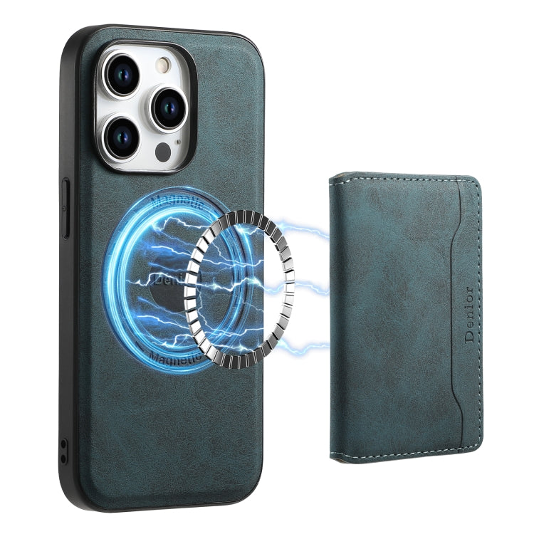 For iPhone 15 Pro Denior D13 Retro Texture Leather MagSafe Card Bag Phone Case