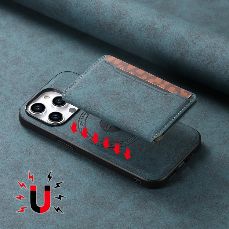 For iPhone 15 Pro Denior D13 Retro Texture Leather MagSafe Card Bag Phone Case