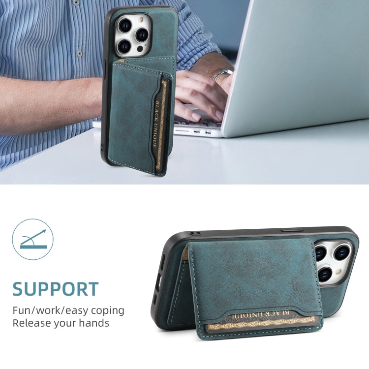 For iPhone 15 Pro Denior D13 Retro Texture Leather MagSafe Card Bag Phone Case