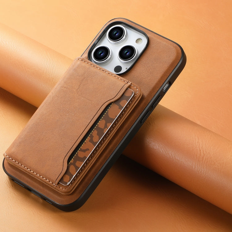 For iPhone 15 Pro Denior D13 Retro Texture Leather MagSafe Card Bag Phone Case