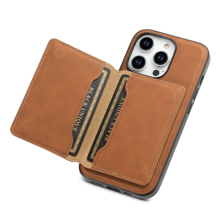 For iPhone 15 Pro Denior D13 Retro Texture Leather MagSafe Card Bag Phone Case