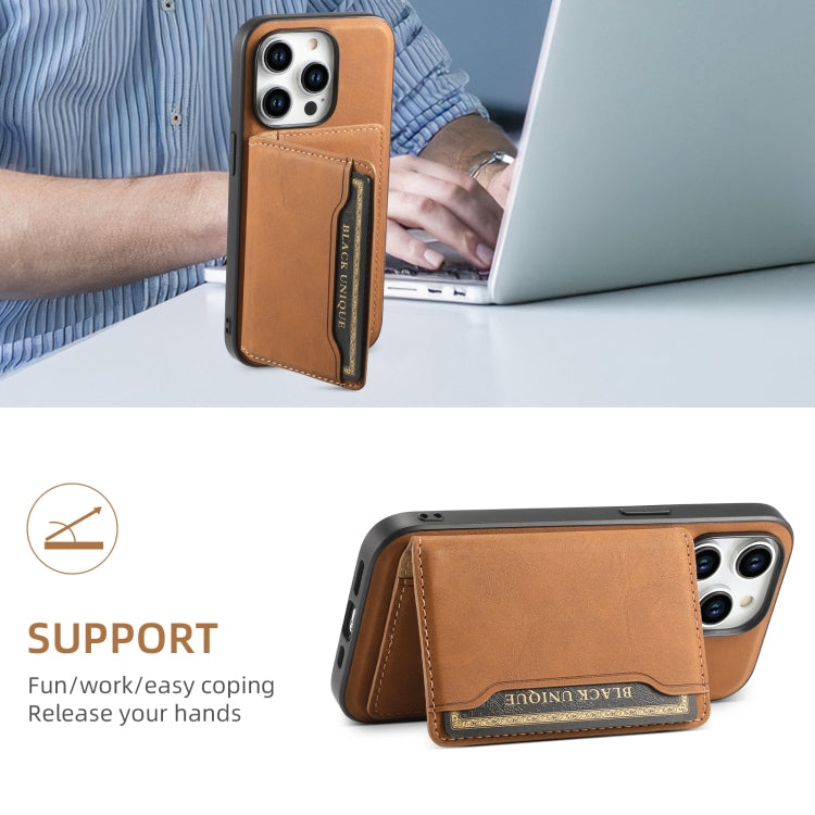 For iPhone 15 Pro Denior D13 Retro Texture Leather MagSafe Card Bag Phone Case