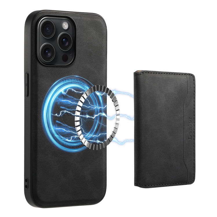 For iPhone 15 Pro Max Denior D13 Retro Texture Leather MagSafe Card Bag Phone Case