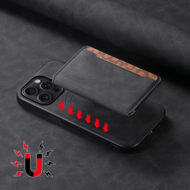 For iPhone 15 Pro Max Denior D13 Retro Texture Leather MagSafe Card Bag Phone Case