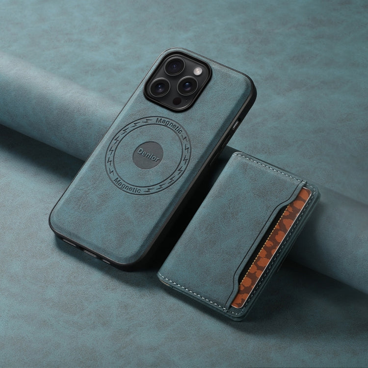 For iPhone 15 Pro Max Denior D13 Retro Texture Leather MagSafe Card Bag Phone Case