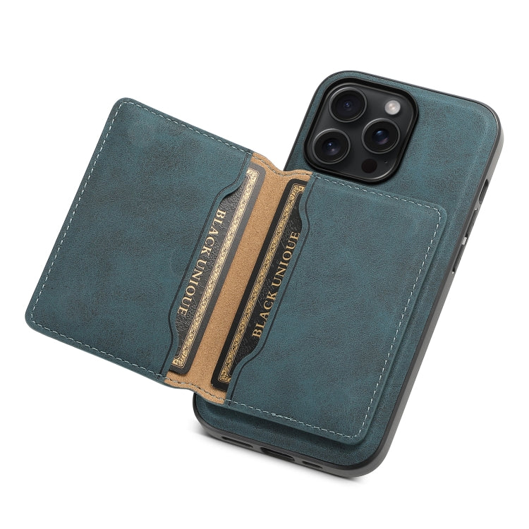 For iPhone 15 Pro Max Denior D13 Retro Texture Leather MagSafe Card Bag Phone Case