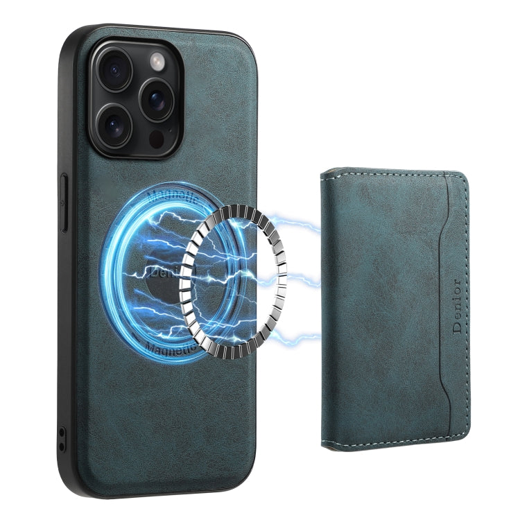 For iPhone 15 Pro Max Denior D13 Retro Texture Leather MagSafe Card Bag Phone Case