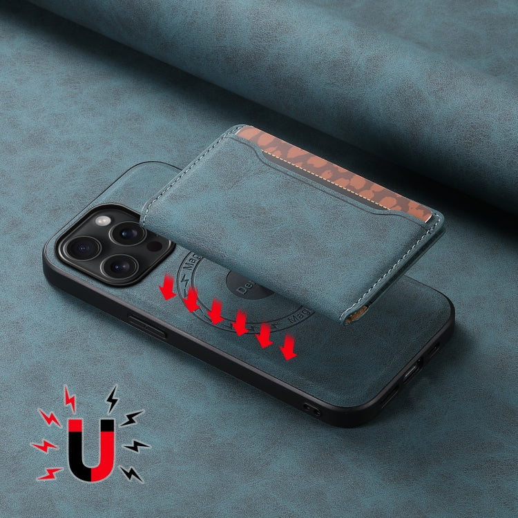 For iPhone 15 Pro Max Denior D13 Retro Texture Leather MagSafe Card Bag Phone Case