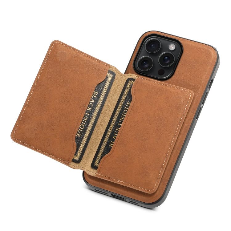 For iPhone 15 Pro Max Denior D13 Retro Texture Leather MagSafe Card Bag Phone Case